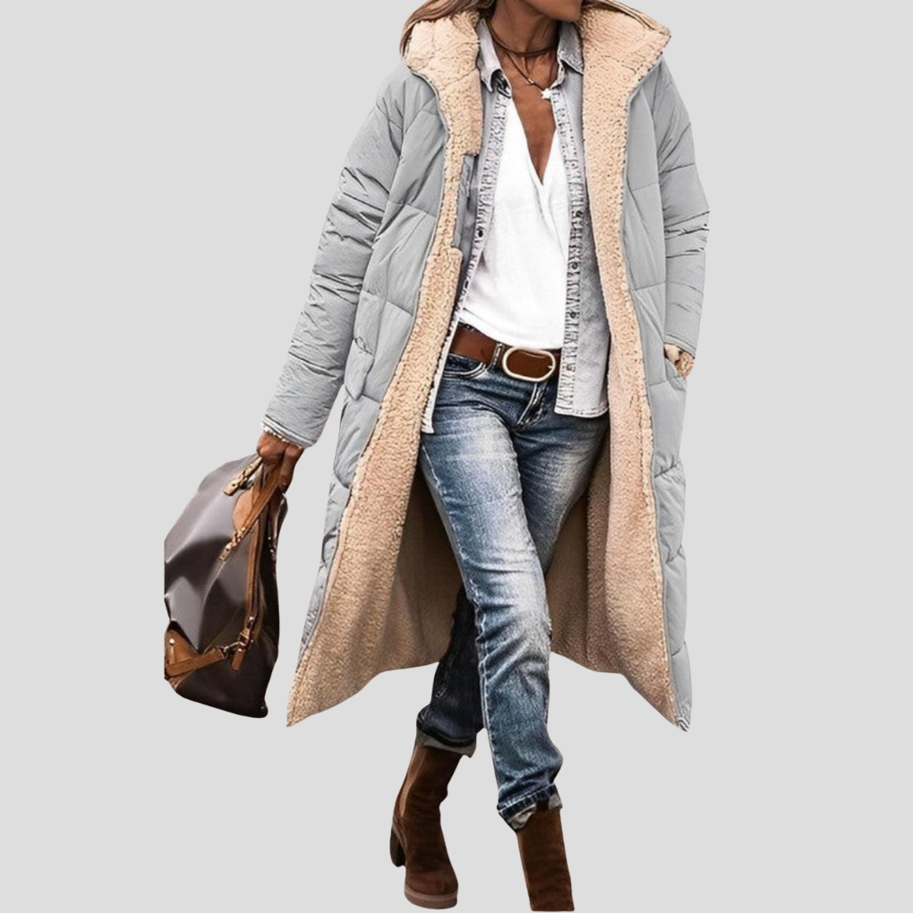 Langer Damen-Wintermantel mit Wende-Design und Teddy-Futter | J&B - 3 - Jasminaboutique.com
