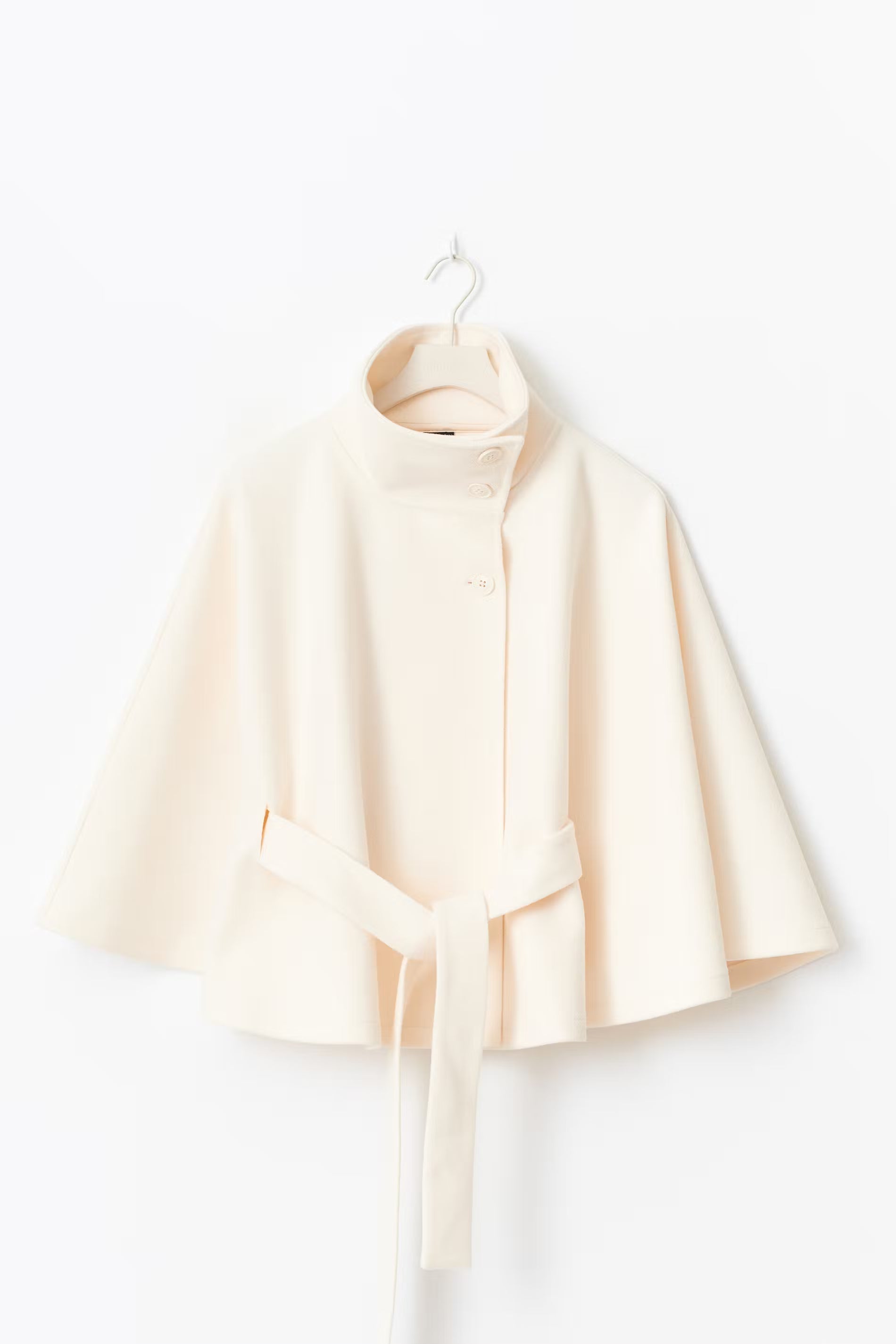 Cape-Mantel Damen in lockerer Passform mit hohem Kragen und Gürtel | J&B - 2 - Jasminaboutique.com