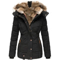 Winterjacke Damen, tailliert mit Kunstfellkapuze und Steppdesign | J&B - 1 - Jasminaboutique.com