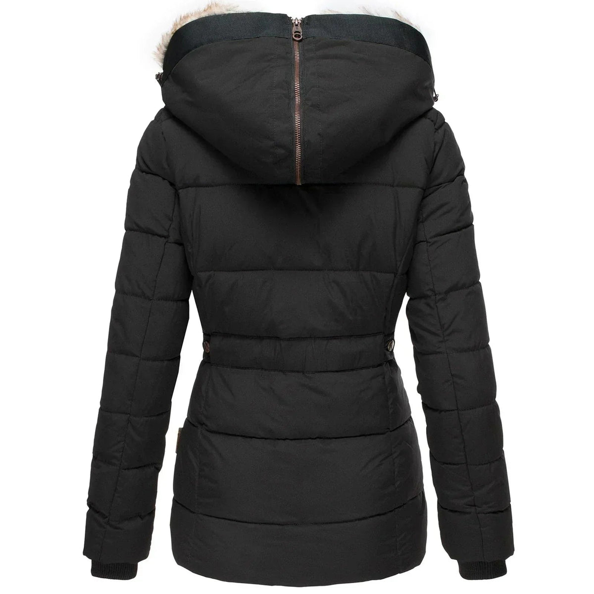 Women’s winter jacket, fitted with a faux fur hood and quilted design - J&B; - 7 - London-stylehouse.com