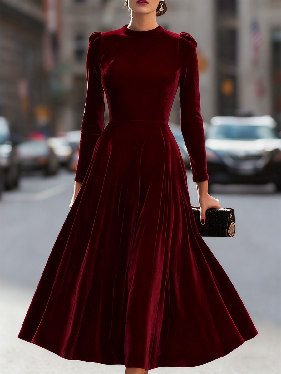 Elegantes A-Linien Maxikleid für Frauen mit Samtoptik - J&B - 6 - Annoboutique