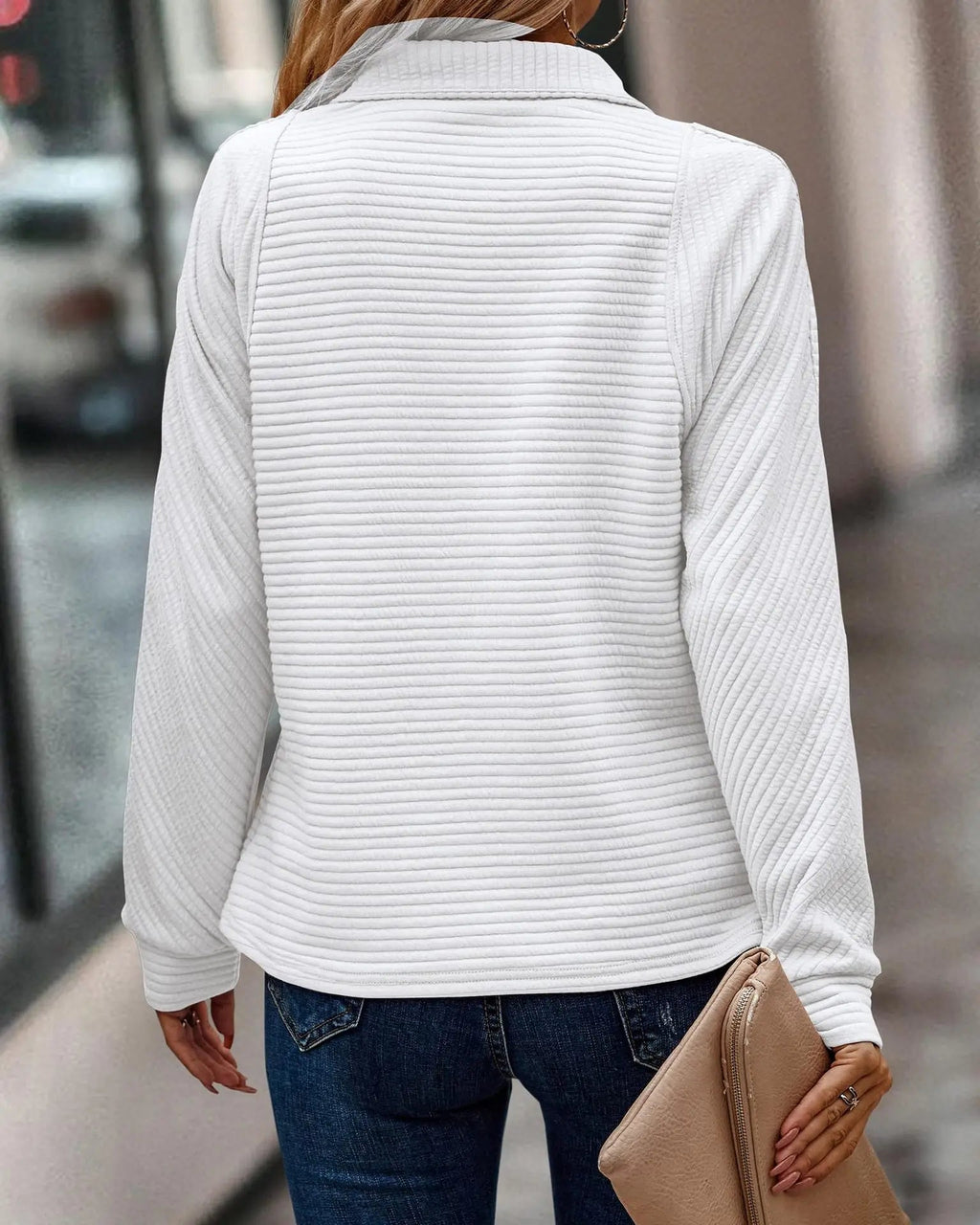 Damenpullover – Kuscheliger Rippstrick mit Reißverschluss am Kragen - 5 - Jasminaboutique.com