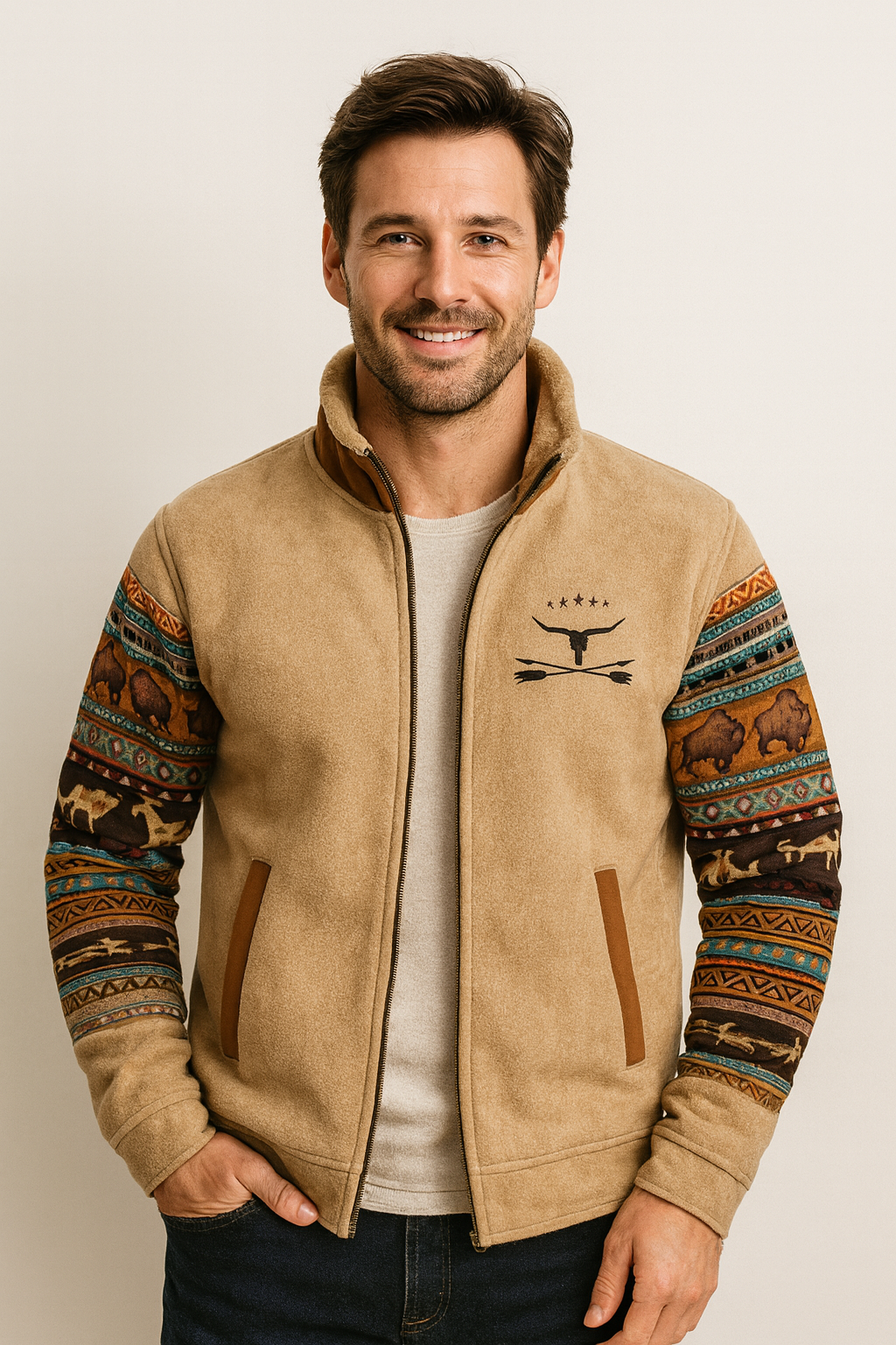 Herren-Weste im Colorblock-Design mit Kapuze und Taschen - 8 - Jasminaboutique.com