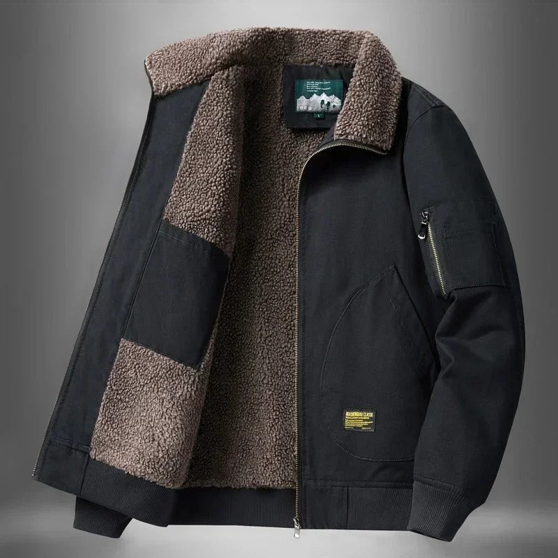 Bomberjacke für Herren, mit Sherpa-Futter und Reißverschluss - 1 - Jasminaboutique.com