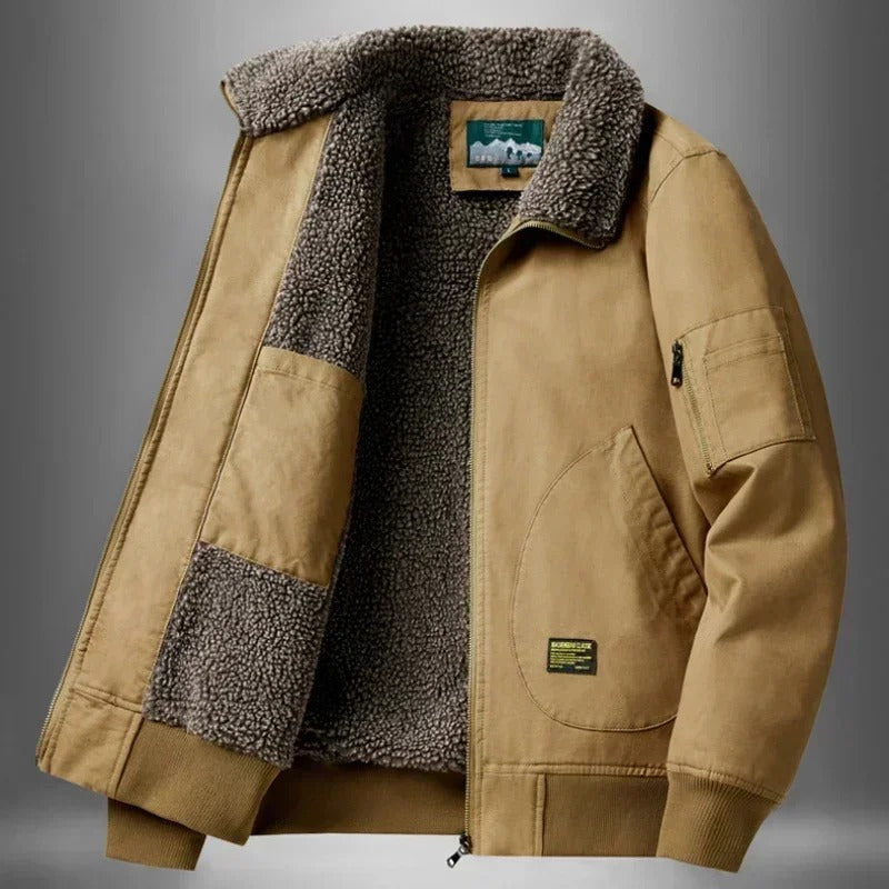 Bomberjacke für Herren, mit Sherpa-Futter und Reißverschluss - 3 - Jasminaboutique.com