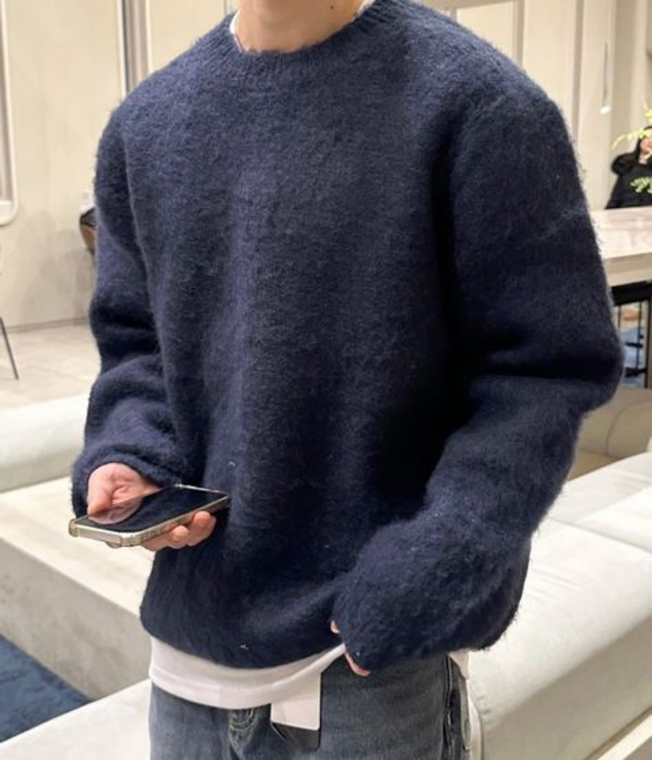 Kuscheliger, strukturierter Herrenpullover mit lockerer Passform - 4 - Jasminaboutique.com