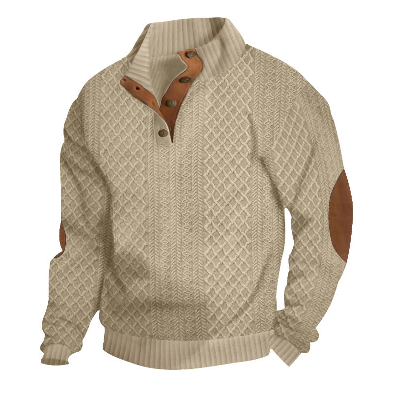 Herrenpullover mit Jacquard-Muster und Knopfleiste - 1 - Jasminaboutique.com