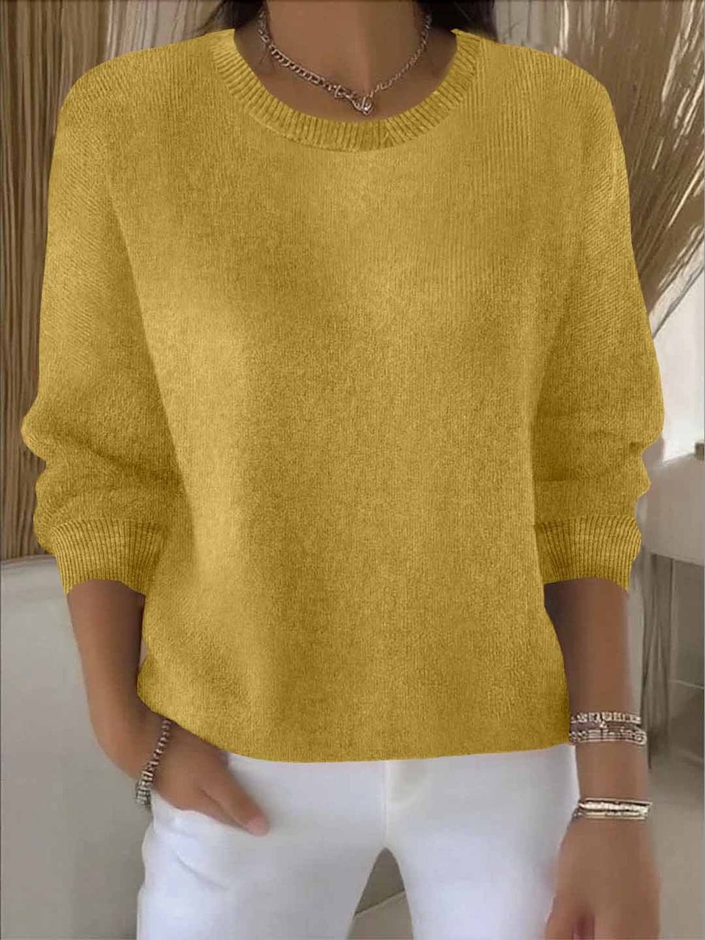 Damenpullover – Gemütlicher Strickpullover mit lockerer Passform - 1 - Jasminaboutique.com