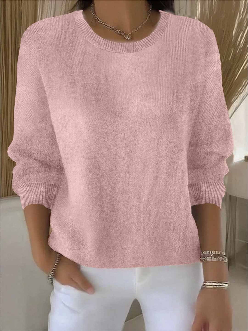 Damenpullover – Gemütlicher Strickpullover mit lockerer Passform - 2 - Jasminaboutique.com