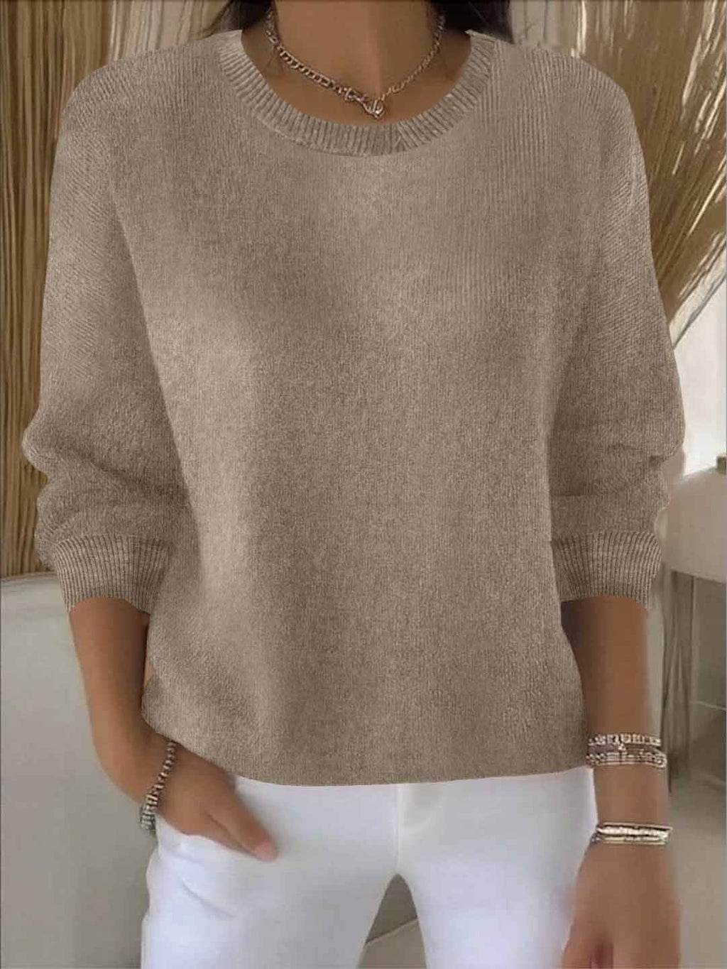 Damenpullover – Gemütlicher Strickpullover mit lockerer Passform - 5 - Jasminaboutique.com