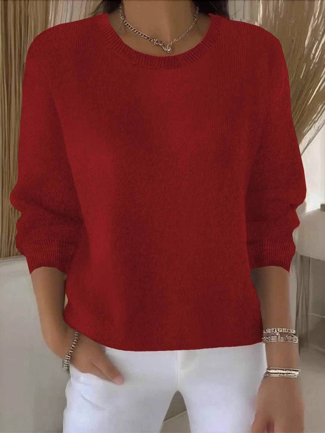 Damenpullover – Gemütlicher Strickpullover mit lockerer Passform - 6 - Jasminaboutique.com