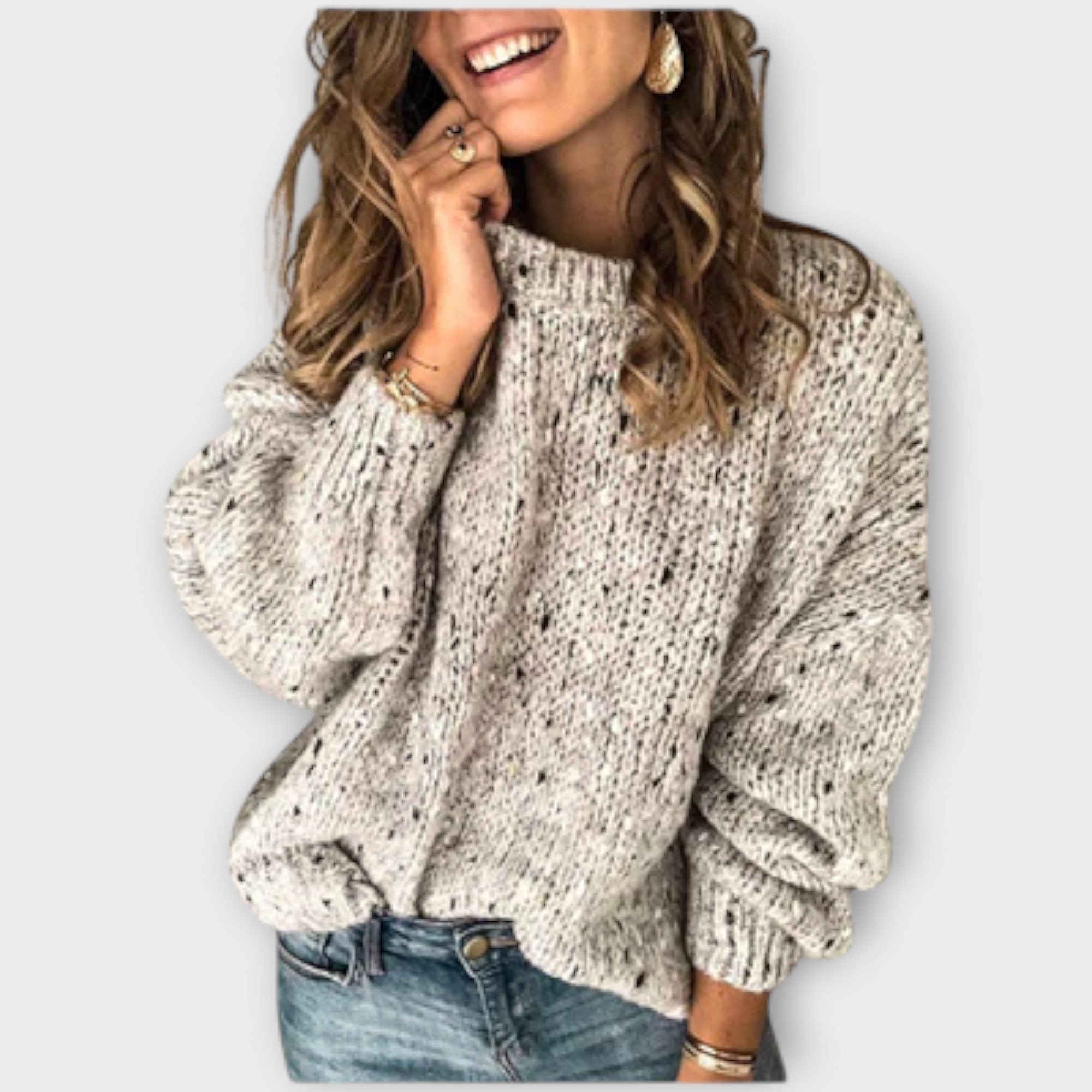 Gemütlicher Damenpullover mit lockerer Passform und strukturierter Oberfläche - 1 - Jasminaboutique.com