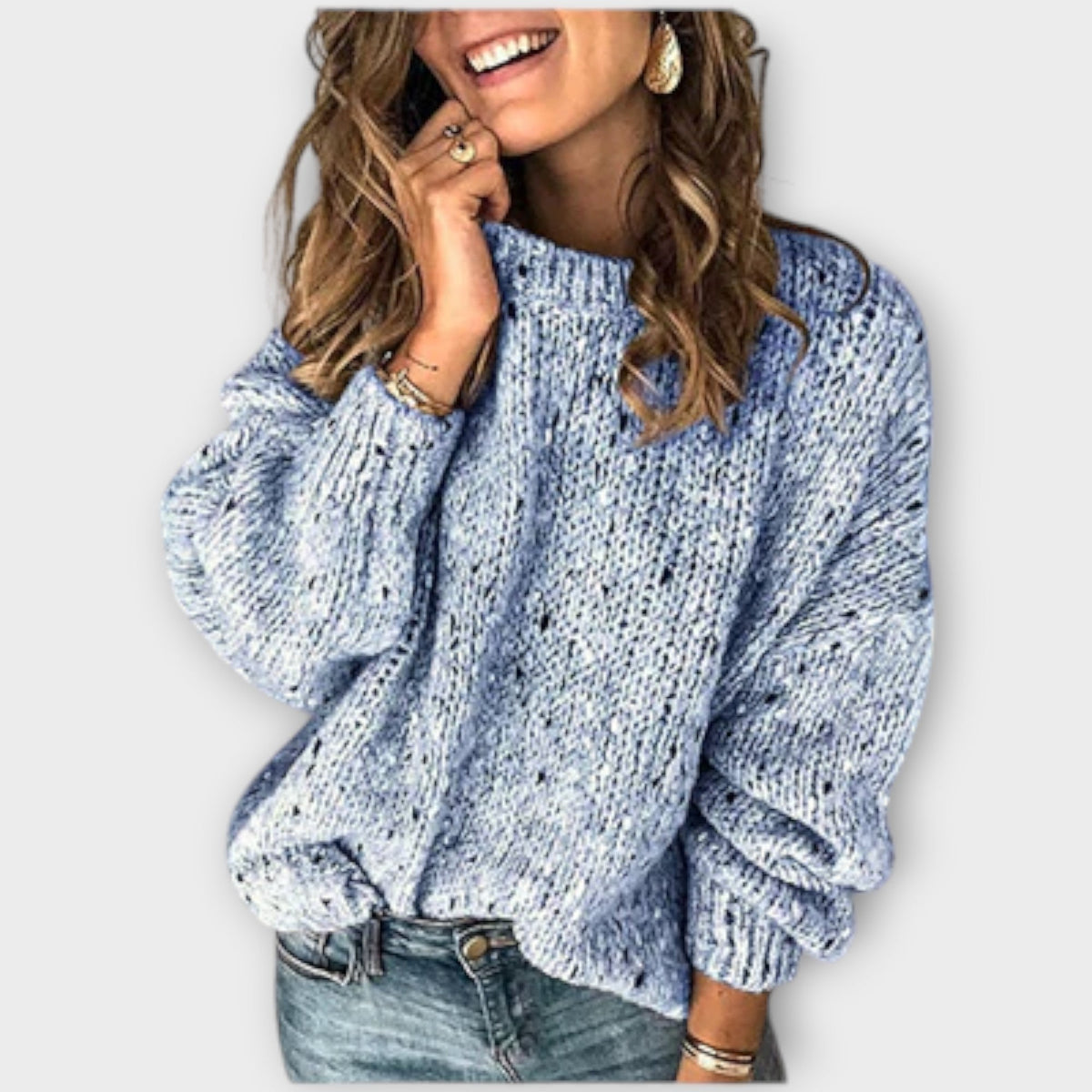 Gemütlicher Damenpullover mit lockerer Passform und strukturierter Oberfläche - 2 - Jasminaboutique.com