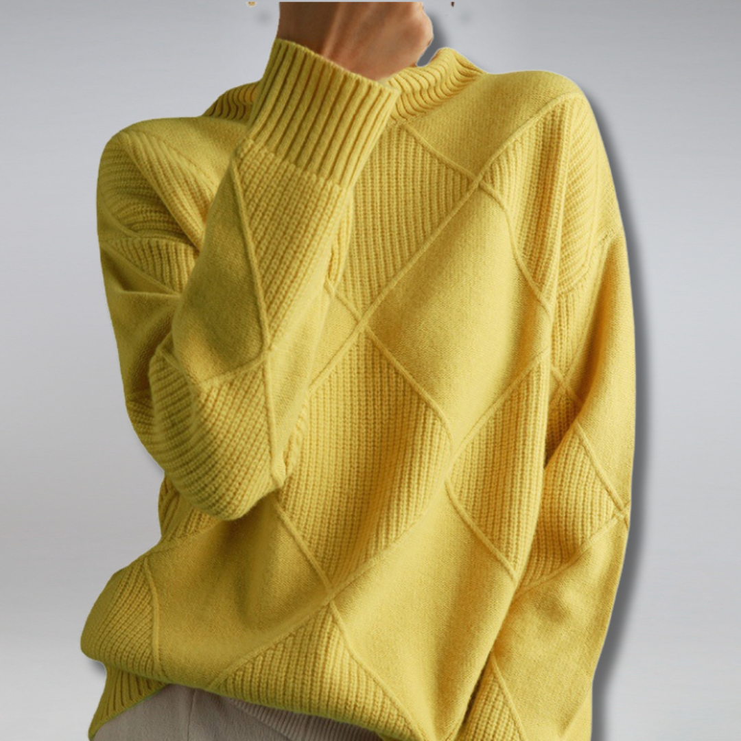 Damen-Rollkragenpullover – Stilvolles Rautenmuster und kuscheliger Tragekomfort - 8 - Jasminaboutique.com