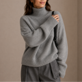 Oversize-Rollkragenpullover für Damen – Weicher, locker sitzender Strickpullover mit geripptem Saum - 1 - Jasminaboutique.com