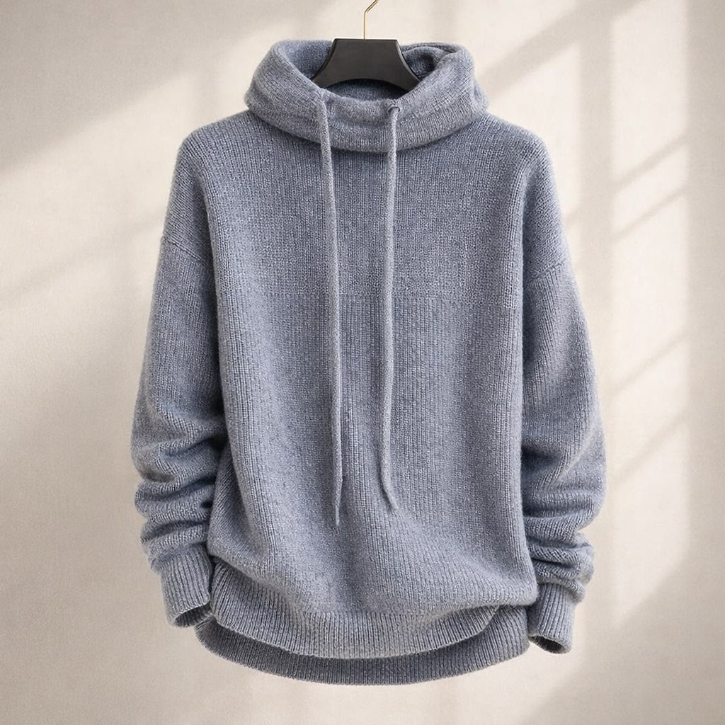 Damen-Kapuzenpullover in lockerer Passform mit Wasserfallkragen und gerippten Details - 2 - Jasminaboutique.com