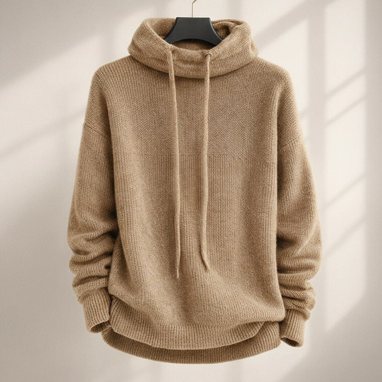 Damen-Kapuzenpullover in lockerer Passform mit Wasserfallkragen und gerippten Details - 3 - Jasminaboutique.com