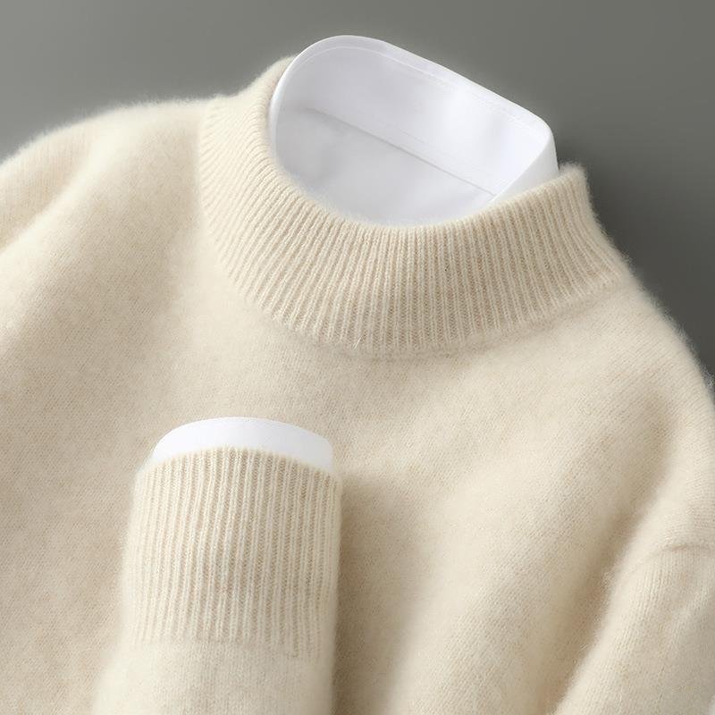 Damenpullover mit geripptem Rundhalsausschnitt und langen Ärmeln - 1 - Jasminaboutique.com