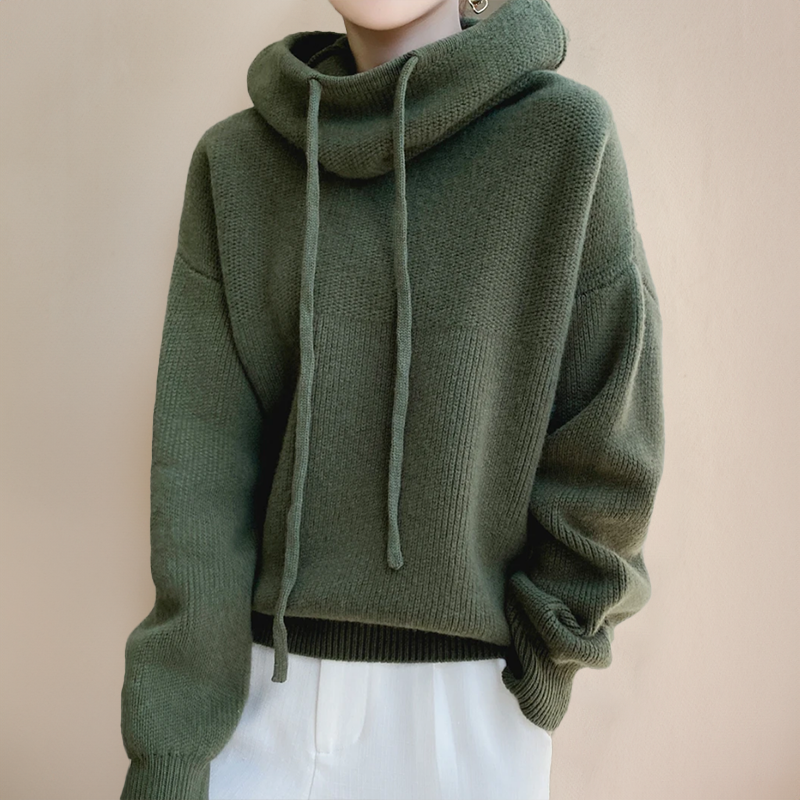 Damen-Hoodie im Oversize-Schnitt mit Cowl-Ausschnitt und Kordelzug - 1 - Jasminaboutique.com