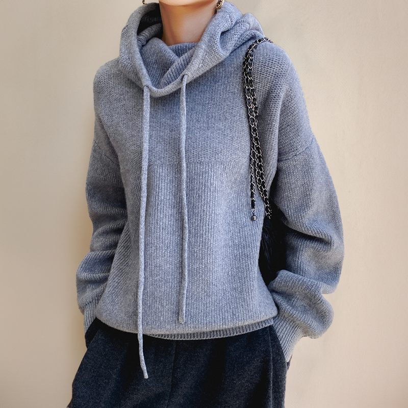Damen-Hoodie im Oversize-Schnitt mit Cowl-Ausschnitt und Kordelzug - 2 - Jasminaboutique.com