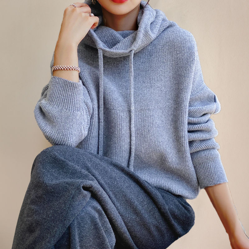 Damen-Hoodie im Oversize-Schnitt mit Cowl-Ausschnitt und Kordelzug - 3 - Jasminaboutique.com