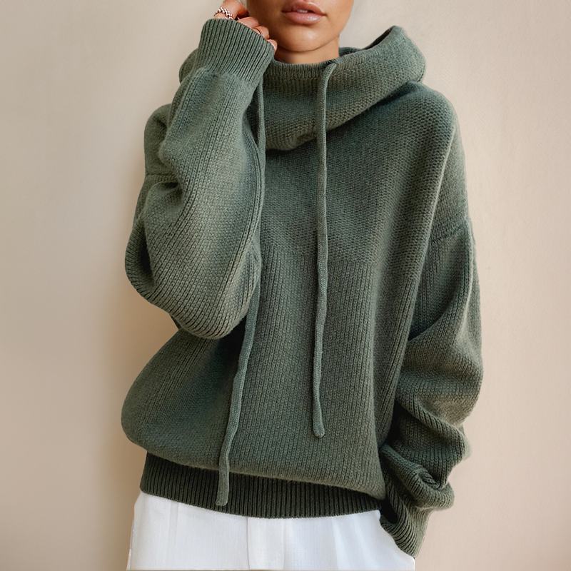 Damen-Hoodie im Oversize-Schnitt mit Cowl-Ausschnitt und Kordelzug - 5 - Jasminaboutique.com