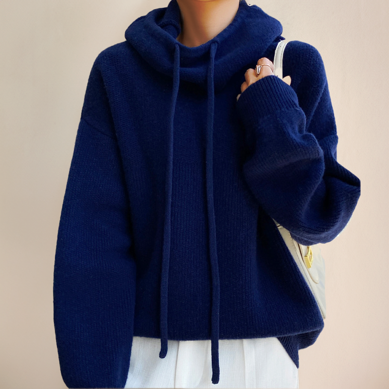 Damen-Hoodie im Oversize-Schnitt mit Cowl-Ausschnitt und Kordelzug - 7 - Jasminaboutique.com