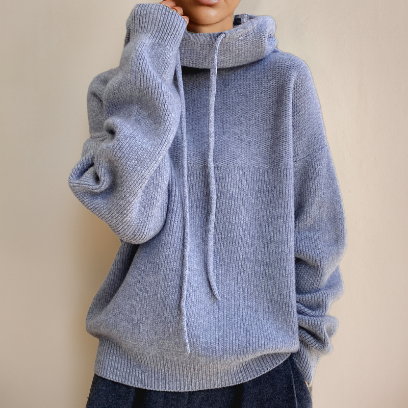 Damen-Hoodie im Oversize-Schnitt mit Cowl-Ausschnitt und Kordelzug - 8 - Jasminaboutique.com