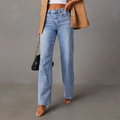Damenjeans mit weitem Bein, hoher Taille und figurschmeichelnder Passform - 1 - Jasminaboutique.com
