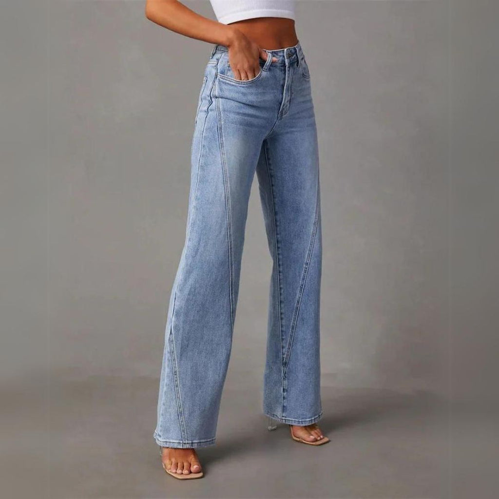 High-Rise-Flare-Jeans für Damen mit geschwungenen Nähten im Vorderteil - 2 - Jasminaboutique.com