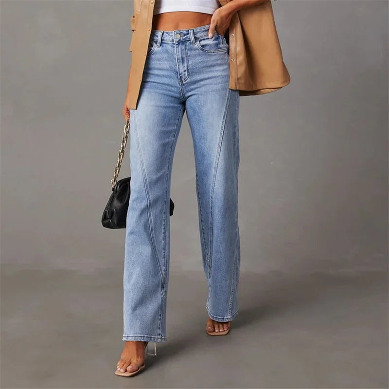 High-Rise-Flare-Jeans für Damen mit geschwungenen Nähten im Vorderteil - 3 - Jasminaboutique.com