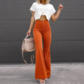 Ausgestellte Hose mit hoher Taille für Damen mit glatter Oberfläche - 1 - Jasminaboutique.com