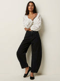 Damenhose mit weitem Bein, hoher Taillenlinie und lockerer Passform - 1 - Jasminaboutique.com