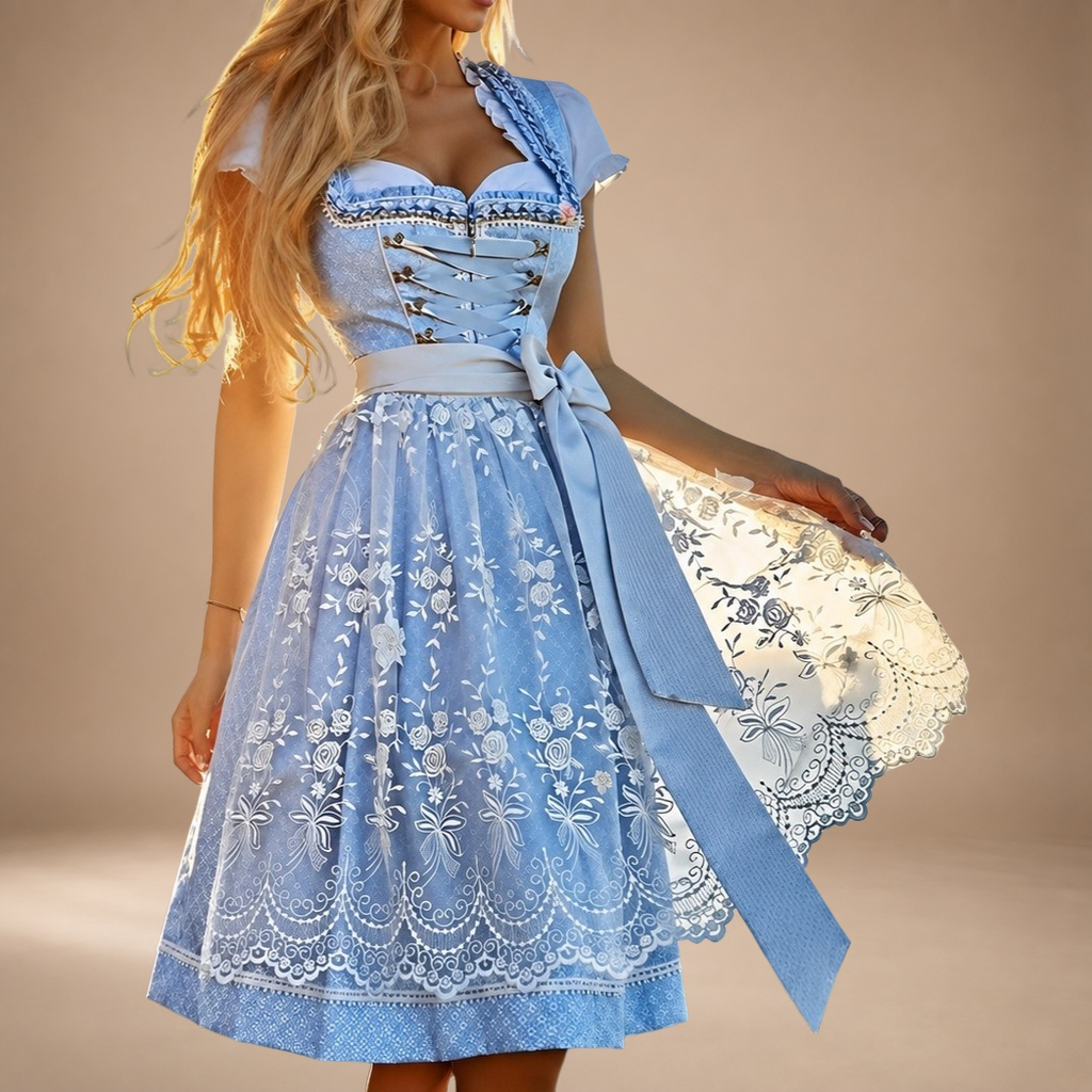 Dirndl für Damen im Schnür-Design mit besticktem Rock - 4 - Jasminaboutique.com