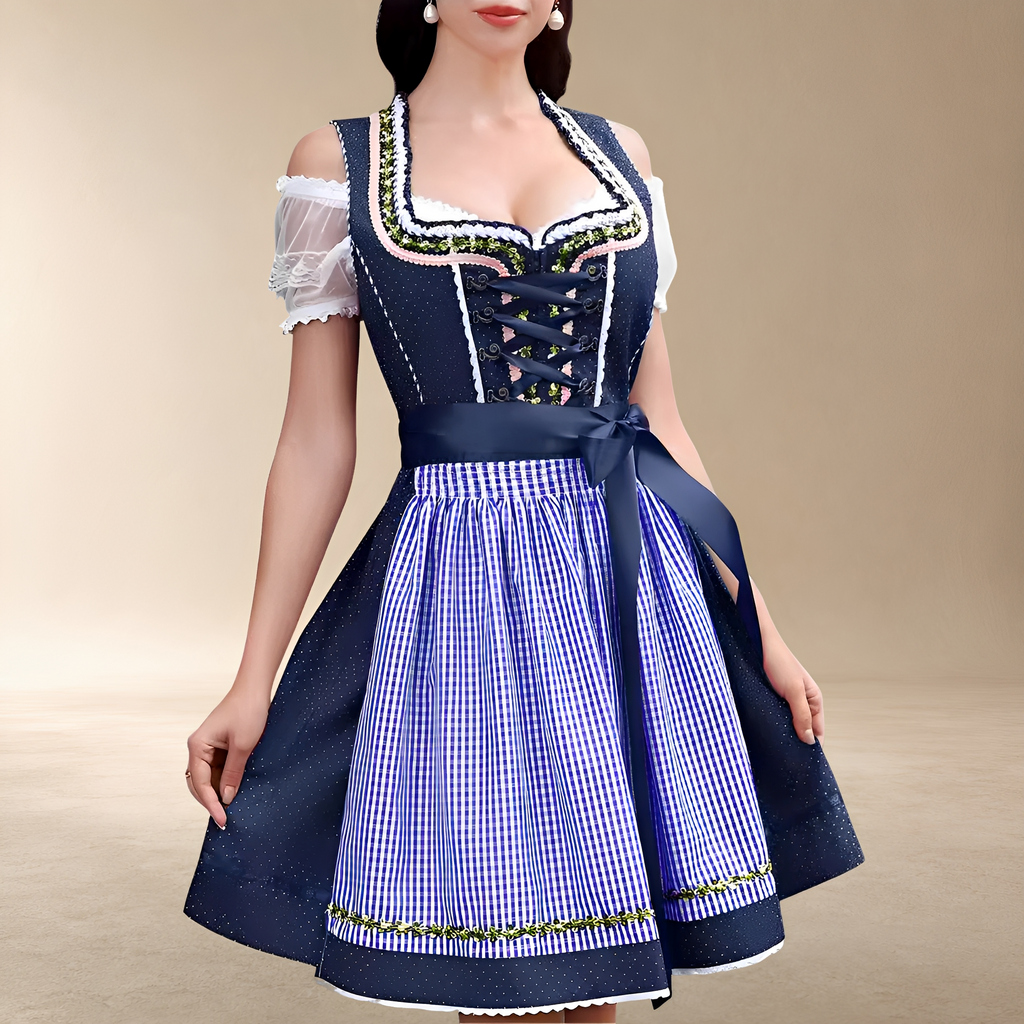 Mini-Dirndl-Kleid für Damen mit schulterfreien Ärmeln und eleganter Passform - 5 - Jasminaboutique.com
