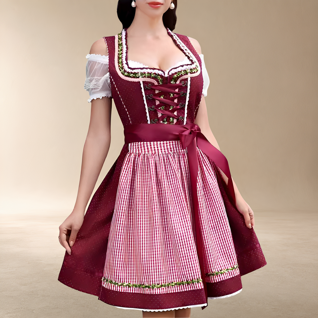 Mini-Dirndl-Kleid für Damen mit schulterfreien Ärmeln und eleganter Passform - 6 - Jasminaboutique.com