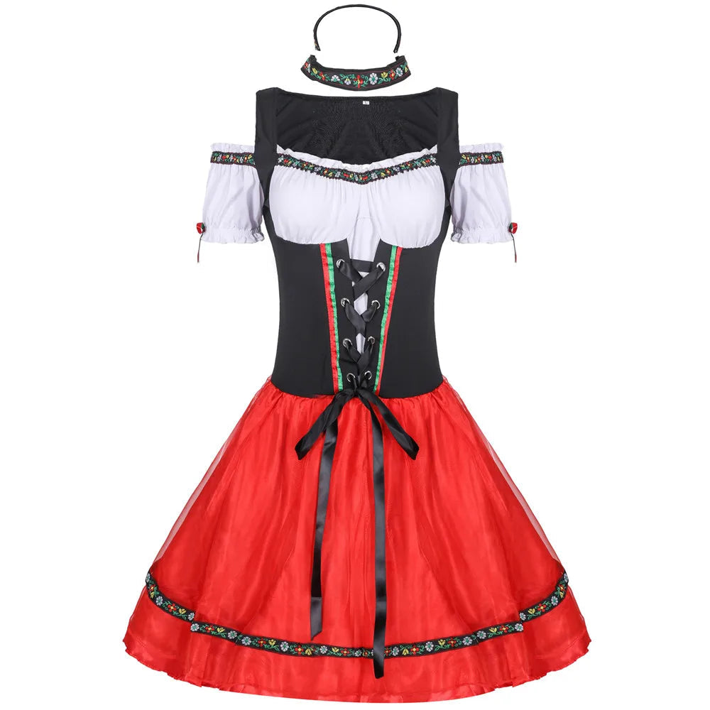 Oktoberfest-Dirndl für Damen – Verspielter Schwung mit Schnürdetail - 2 - Jasminaboutique.com