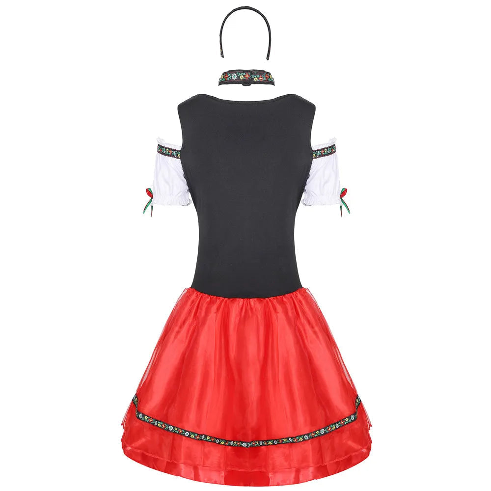 Oktoberfest-Dirndl für Damen – Verspielter Schwung mit Schnürdetail - 4 - Jasminaboutique.com