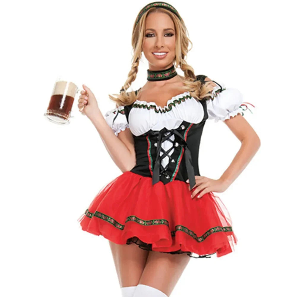 Oktoberfest-Dirndl für Damen – Verspielter Schwung mit Schnürdetail - 5 - Jasminaboutique.com