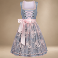 Dirndl für Damen, ärmellos, mit Blumenmuster und Spitzendetails sowie Schleife - 4 - Jasminaboutique.com