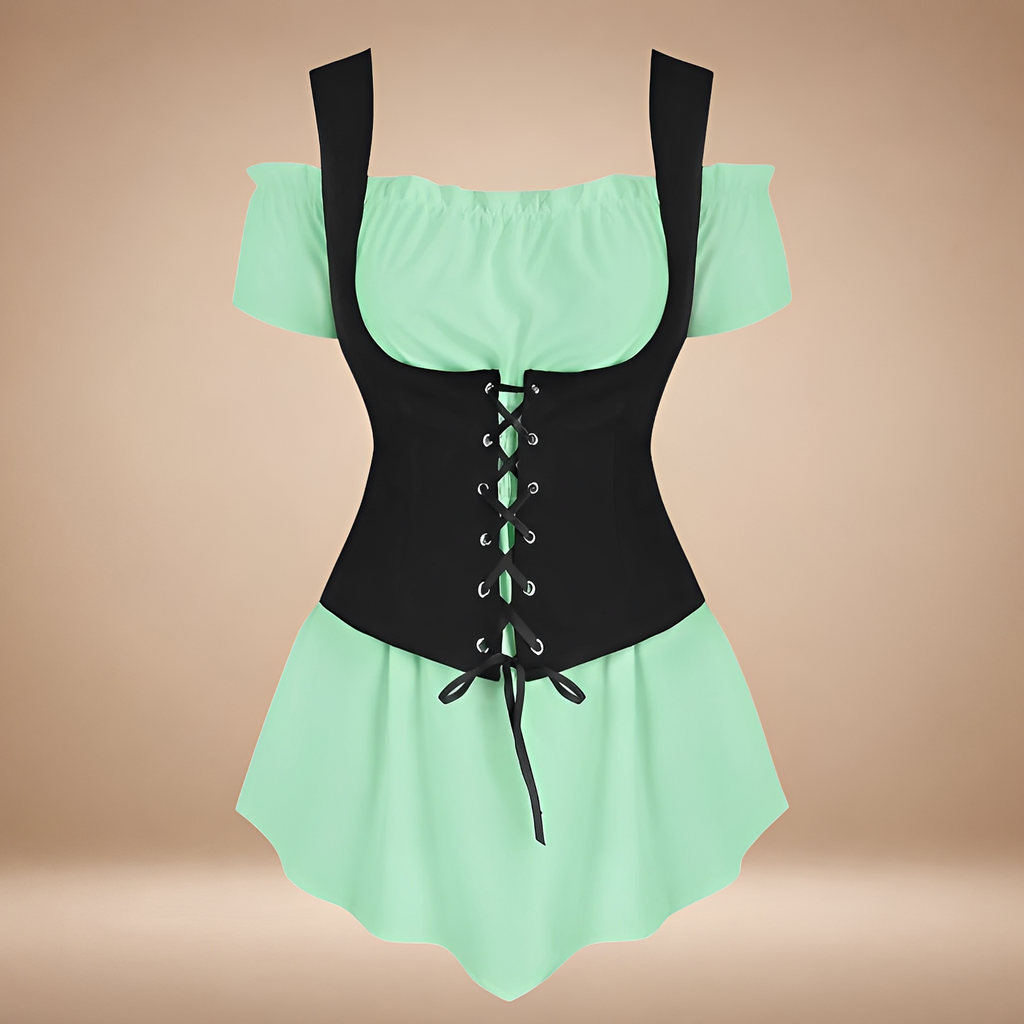 Schulterfreies Damenkleid mit figurschmeichelnder Passform und Schnürdetail - 4 - Jasminaboutique.com