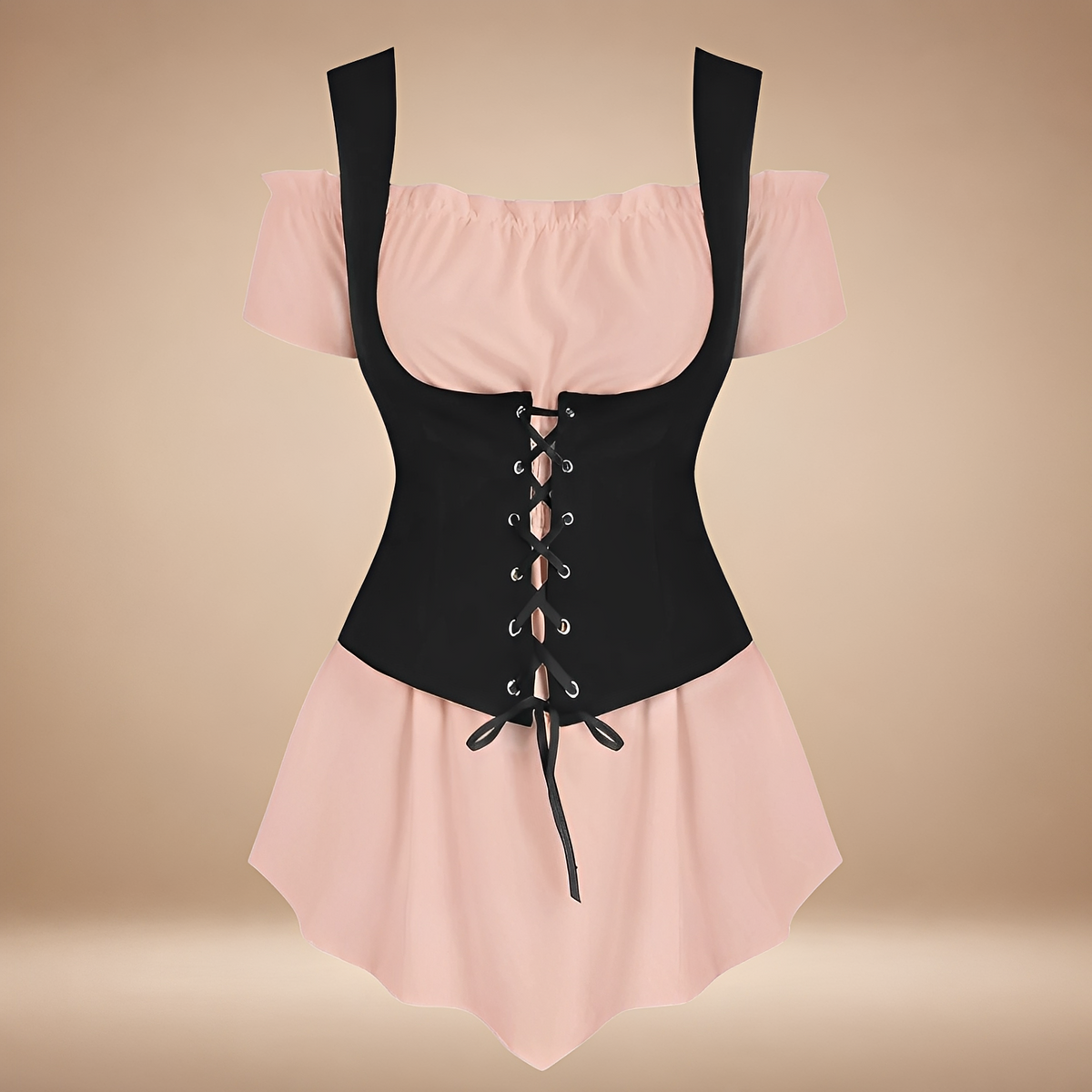 Schulterfreies Damenkleid mit figurschmeichelnder Passform und Schnürdetail - 5 - Jasminaboutique.com