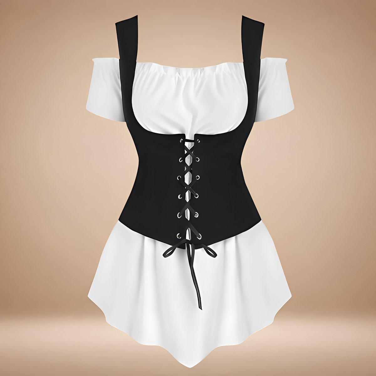 Schulterfreies Damenkleid mit figurschmeichelnder Passform und Schnürdetail - 7 - Jasminaboutique.com