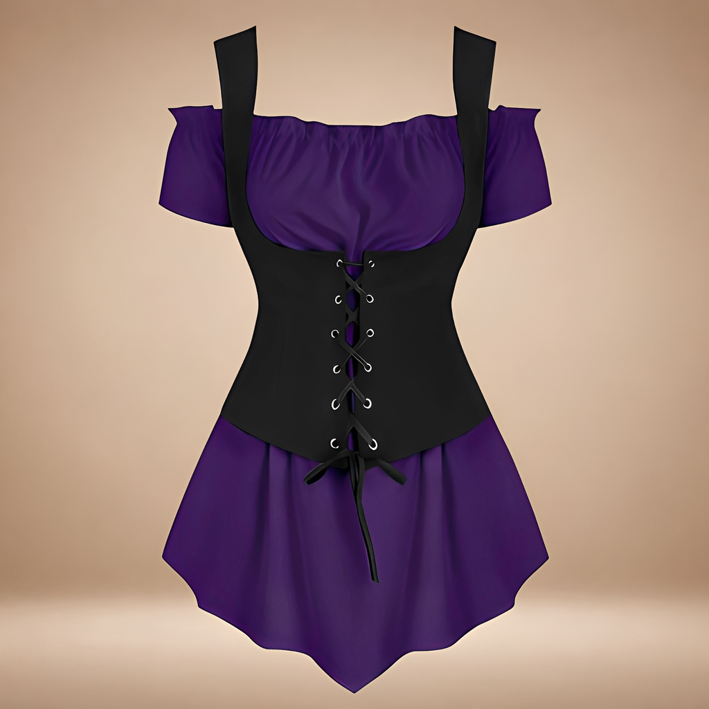 Schulterfreies Damenkleid mit figurschmeichelnder Passform und Schnürdetail - 8 - Jasminaboutique.com