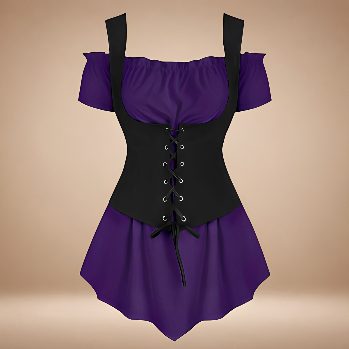 Schulterfreies Damenkleid mit figurschmeichelnder Passform und Schnürdetail - 8 - Jasminaboutique.com