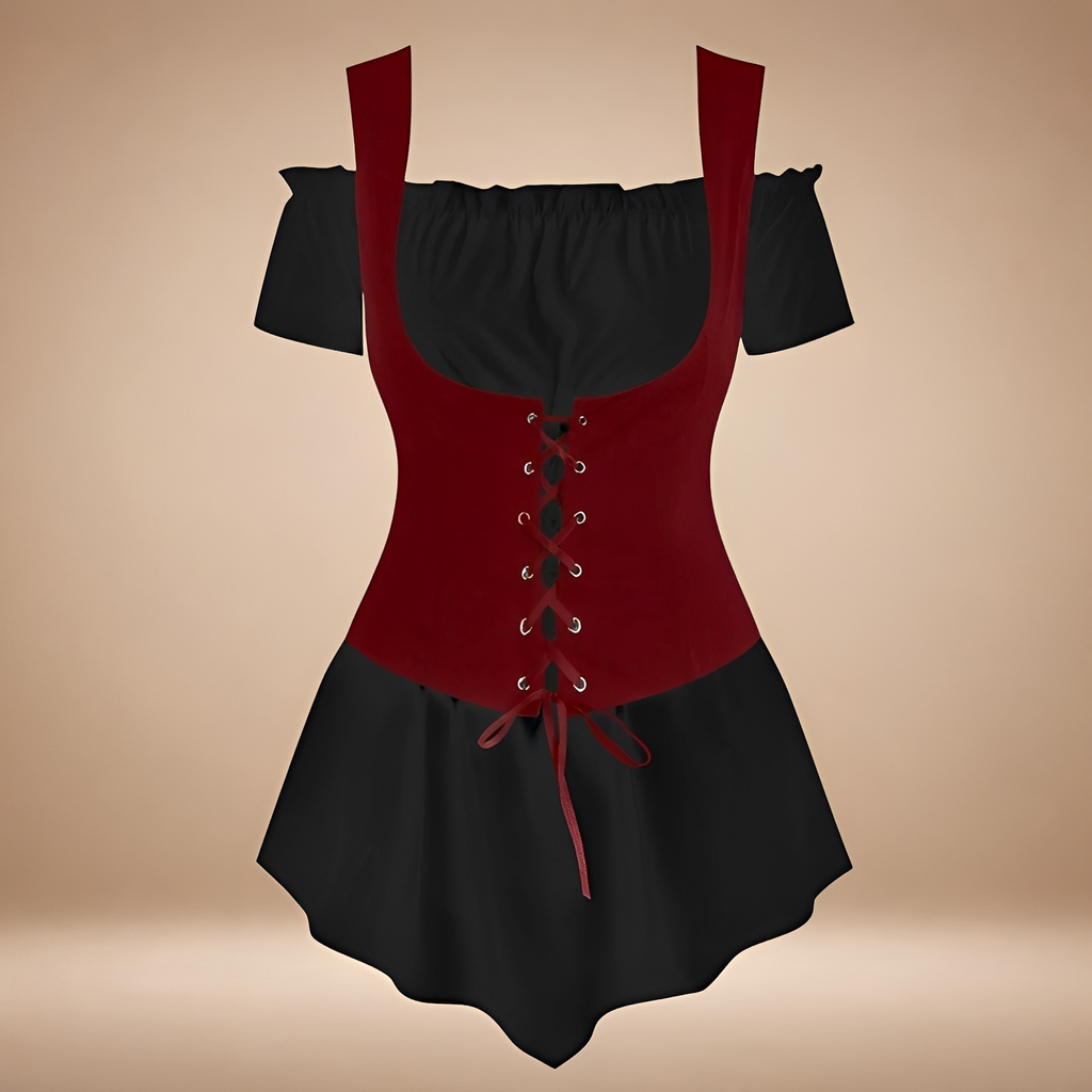 Schulterfreies Damenkleid mit figurschmeichelnder Passform und Schnürdetail - 9 - Jasminaboutique.com