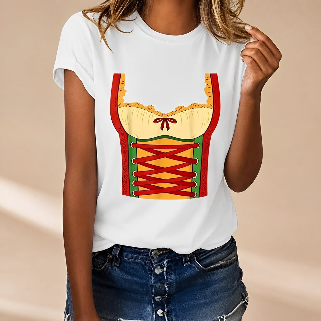 Damen-T-Shirt mit Oktoberfest-Motiv und lockerer Passform - 4 - Jasminaboutique.com