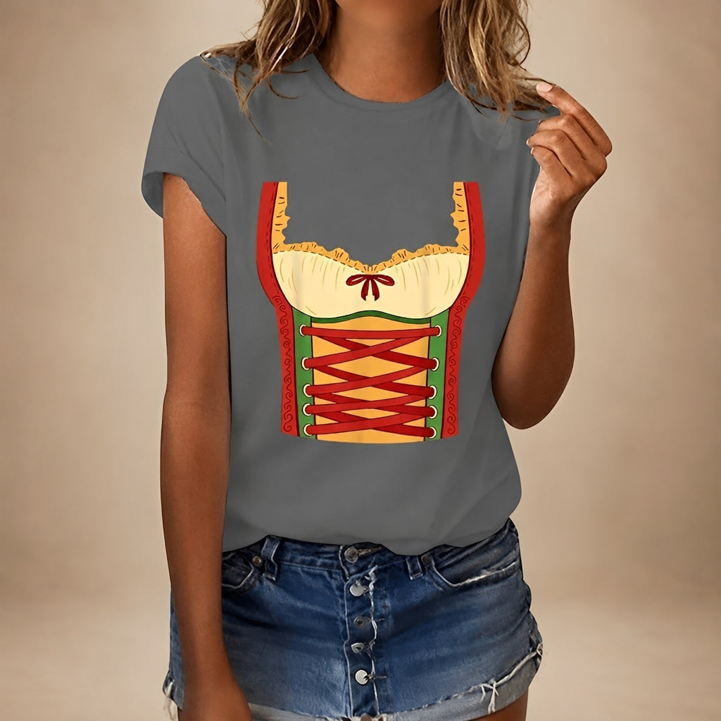 Damen-T-Shirt mit Oktoberfest-Motiv und lockerer Passform - 7 - Jasminaboutique.com