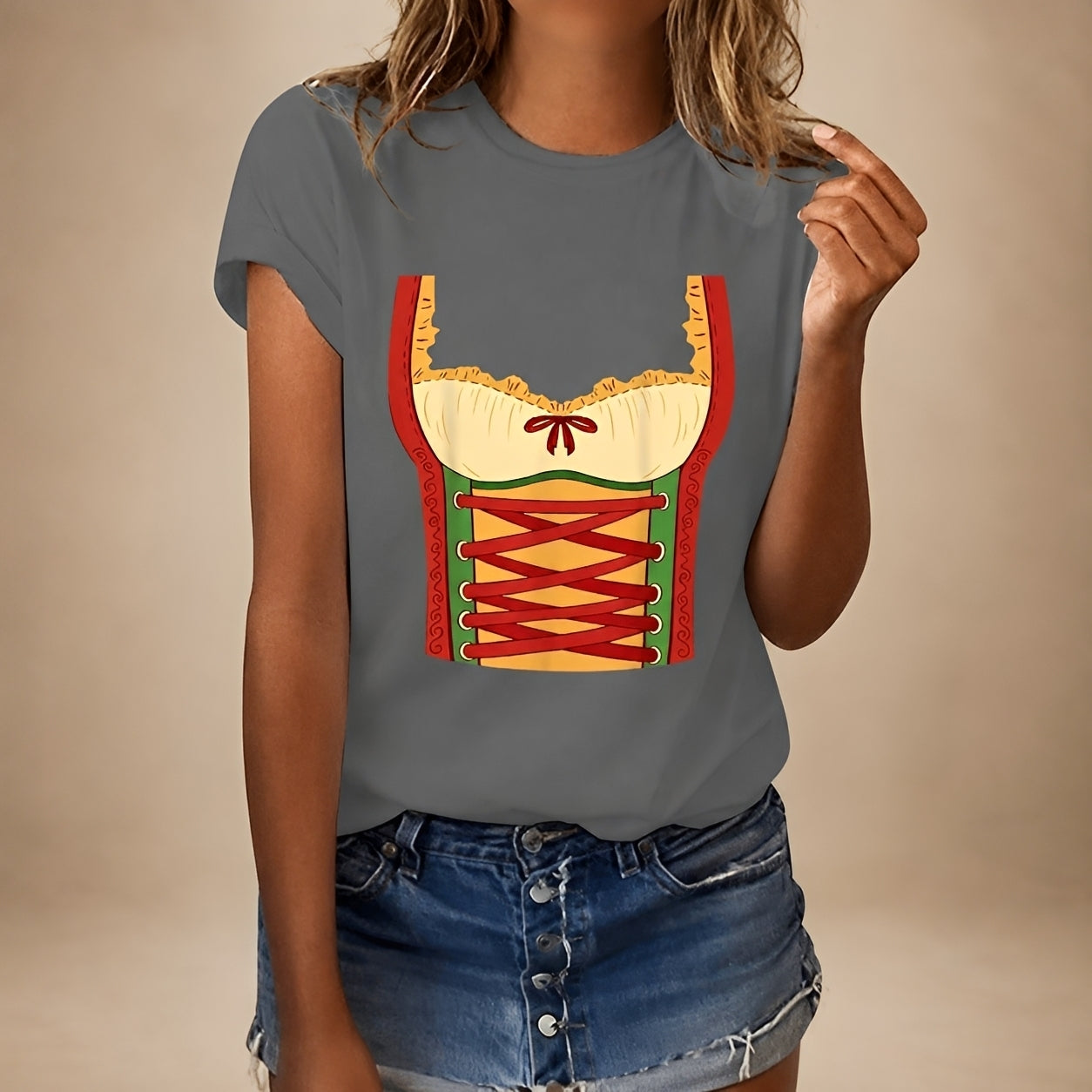 Damen-T-Shirt mit Oktoberfest-Motiv und lockerer Passform - 7 - Jasminaboutique.com