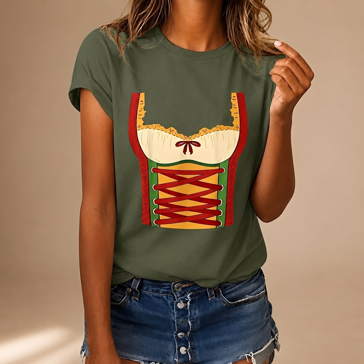 Damen-T-Shirt mit Oktoberfest-Motiv und lockerer Passform - 8 - Jasminaboutique.com